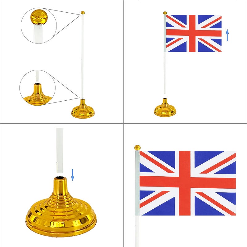 WXTWK 12 Pack United Kingdom Flag British Desk Flag Small Mini UK Table Flags With Stand Base,Home Office Festival Events Celebration Decorations - Image 4
